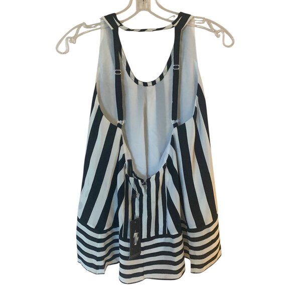 BCBGMAXAZRIA Black + White Striped Dana Open-Back Silk Tank Blouse NWT Size XXS - Picture 5 of 7